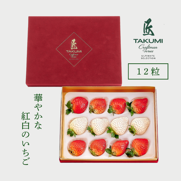 【12月～4月発送予定：送料込み】あまおう紅白「匠」EX 400g（ベロア箱）・いちご（うるう農園）